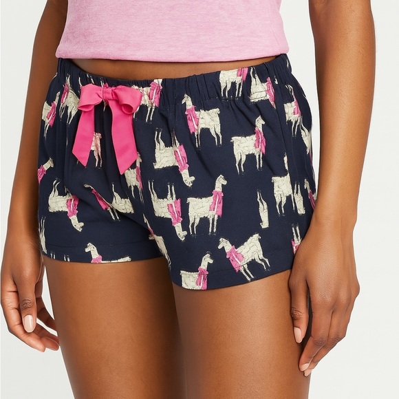 Old Navy Other - Women's Old Navy Llama Print Shorts with Pink Scraf Accents